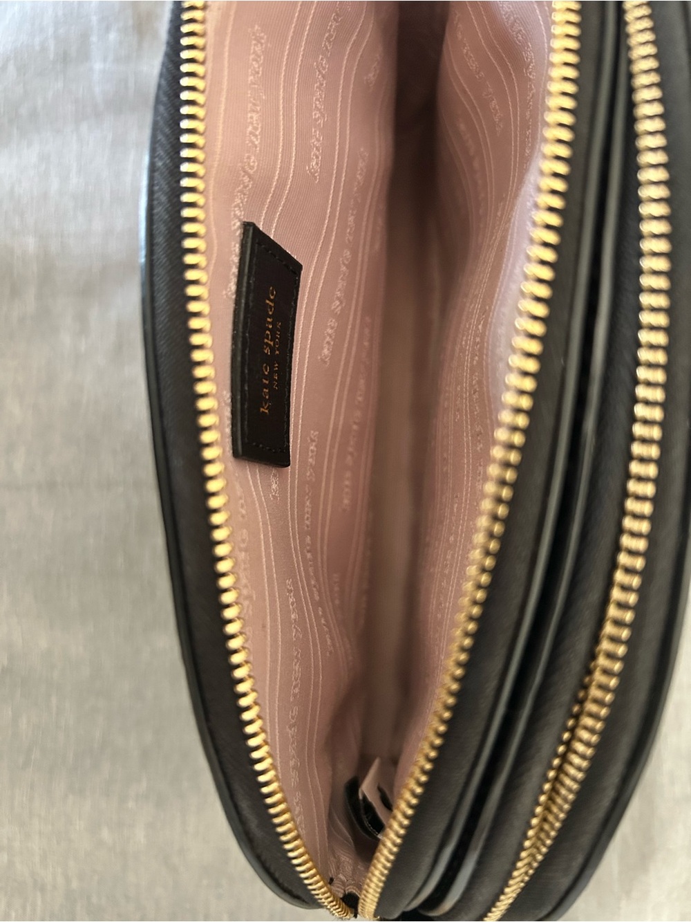 Kate Spade Morgan Double Zip Dome Crossbody Black Saffiano Leather Gold Chain - Picture 7 of 10